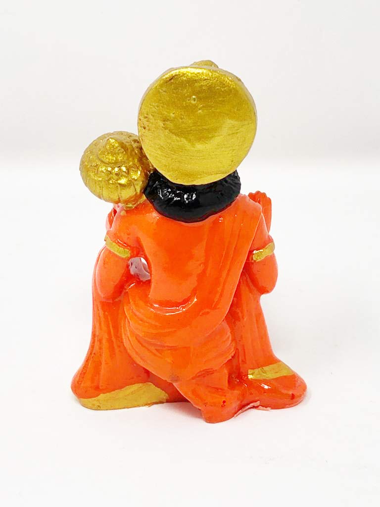 Hanuman ji Multicolour God Bajrangbali Orange Marble Idol Statue Balaji-3.50 Inch - Image 4