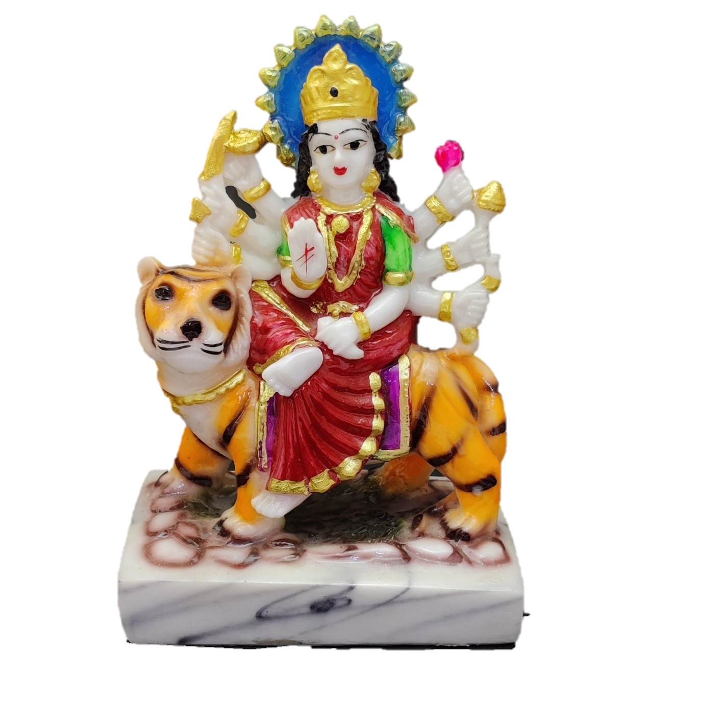 Maa Durga - Multicolor, 6.5 Inches ( Marble Dust / Poly Resin)