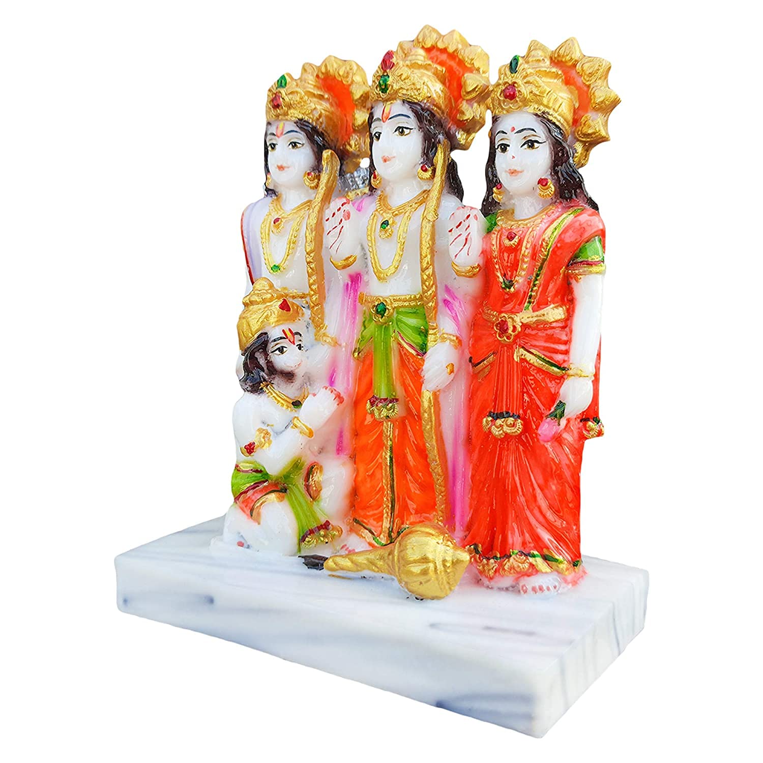 Lord Ram Darbar, Multi Colour, 8 Inches (Marble / Poly Raisin) - Image 2